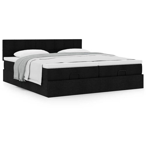 vidaXL Otomanski posteljni okvir z vzmetnicami črn 200x200 cm blago Cene