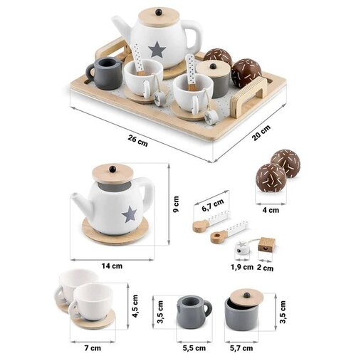 Kinder Home dečiji drveni set za čaj i kafu sa dodacima belo-sivi ( V10B318B ) Slike