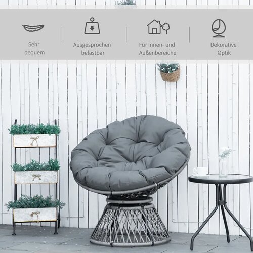  Papasan fotelja pletena fotelja s jastukom ratan od 360 stupnjeva siva &amp;Scaron;87 x D97 x V86 cm Slike