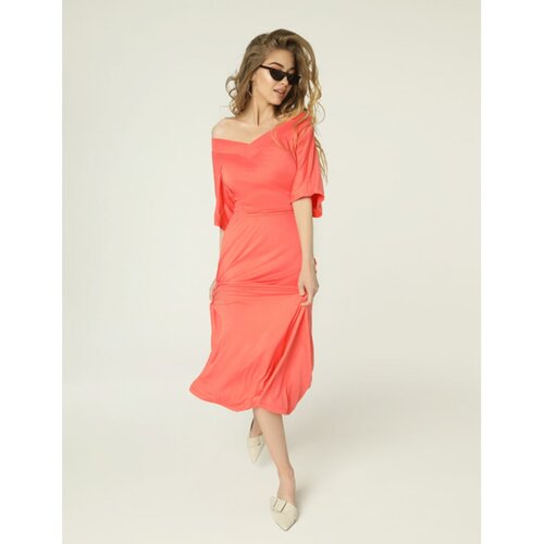 Madnezz Ženska haljina Evie Mad489 Koraljno smeđa | krema | Crveno Slike