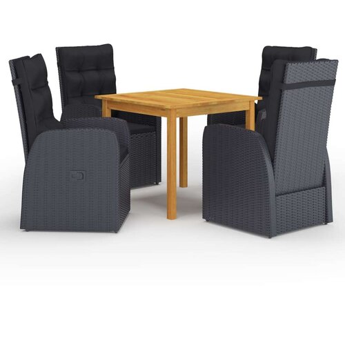  5-dijelni vrtni blagovaonski set crni Cene
