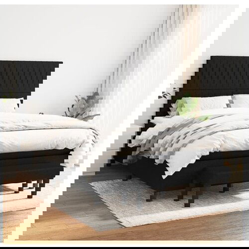 VidaXL Krevet s oprugama i madracem crni 140x200 cm od tkanine Slike