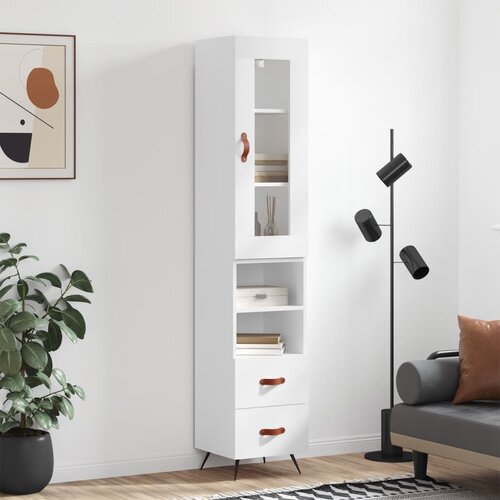 The Living Store Visoka omara bela 34,5x34x180 cm inženirski les - Visoka Omara, (21435439) Slike