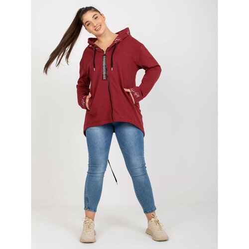 Fashion Hunters Plus size burgundy sweatshirt with a zipper Slike
