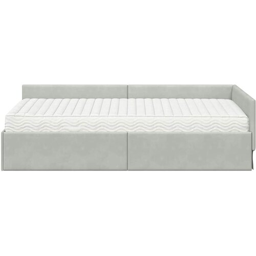  Kutni krevetni okvir s madracem 2 kom. Svjetlosiva 90 x 200 cm Slike
