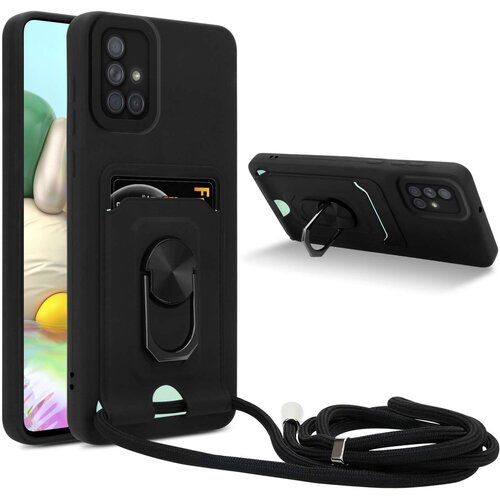 Cadorabo Verižica za mobilni telefon s funkcijo stojala, združljiva z Samsung Galaxy A51 5G v črna barvi - silikonski za&scaron;čitni pokrov z nastavljivim trakom, (20860257) Cene