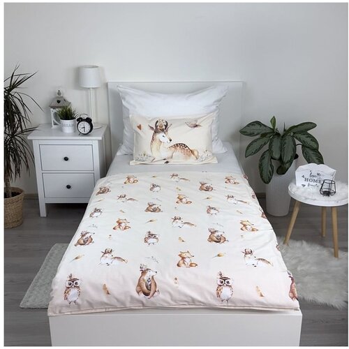 Jerry Fabrics Bež bombažna otro&amp;scaron;ka posteljnina za otro&amp;scaron;ko posteljico 100x135 cm Animals &amp;quot;Woodland&amp;quot; &amp;ndash; Slike