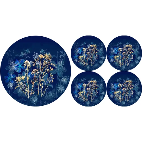 Bertoni Home Unisex's 1+4 Round Table Pads Set Midnight Navy Blue