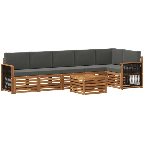 vidaXL Kotna sedežna garnitura z blazino 6 pcs Naravna in antracitna, (5000283811) Cene
