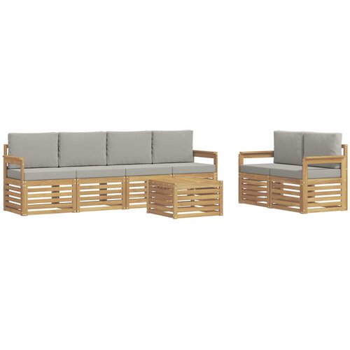  Set vanjskih sofa 7 kom. Bijela i svjetlosiva Poliester 59 x 59 x 37 cm Slike