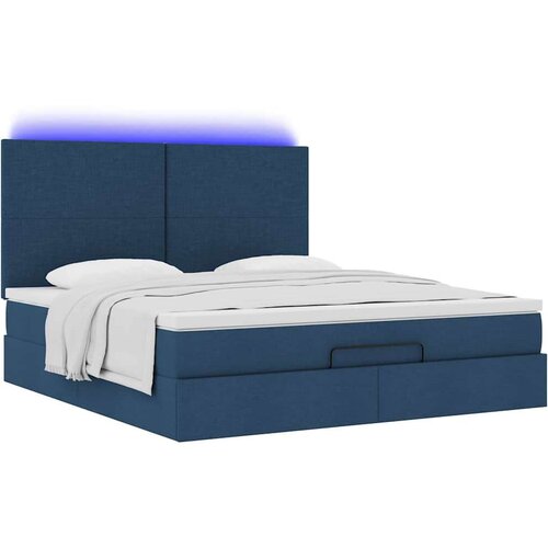 VidaXL Otomanski krevet s madracem i LED plavi 160x200cm tkanine Slike