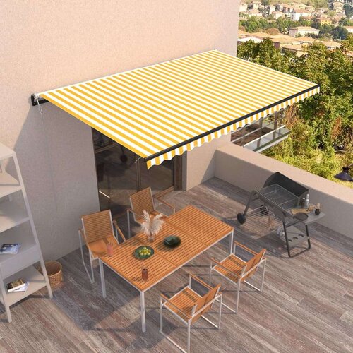  Tenda na automatsko uvlačenje 500x300 cm žuto-bijela Slike