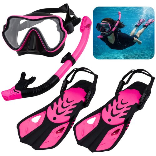  Set za potapljanje in snorkeling 4u1 S/M - roza Cene