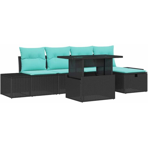 vidaXL Vrtna sedežna garnitura 6 pcs Črna poli ratan, (5000144194) Cene