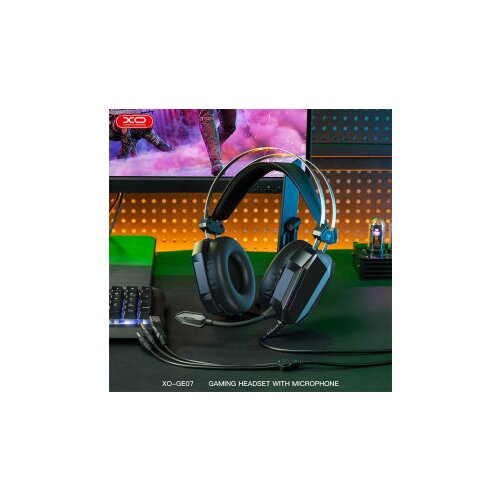 XO GE07 slu&amp;scaron;alice gaming sa mikrofonom rgb USB+3.5mm crna Slike