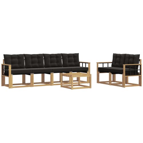 VidaXL Zunanja garnitura za sedenje z blazino 7 pcs Bela in črna, (5000271573) Slike