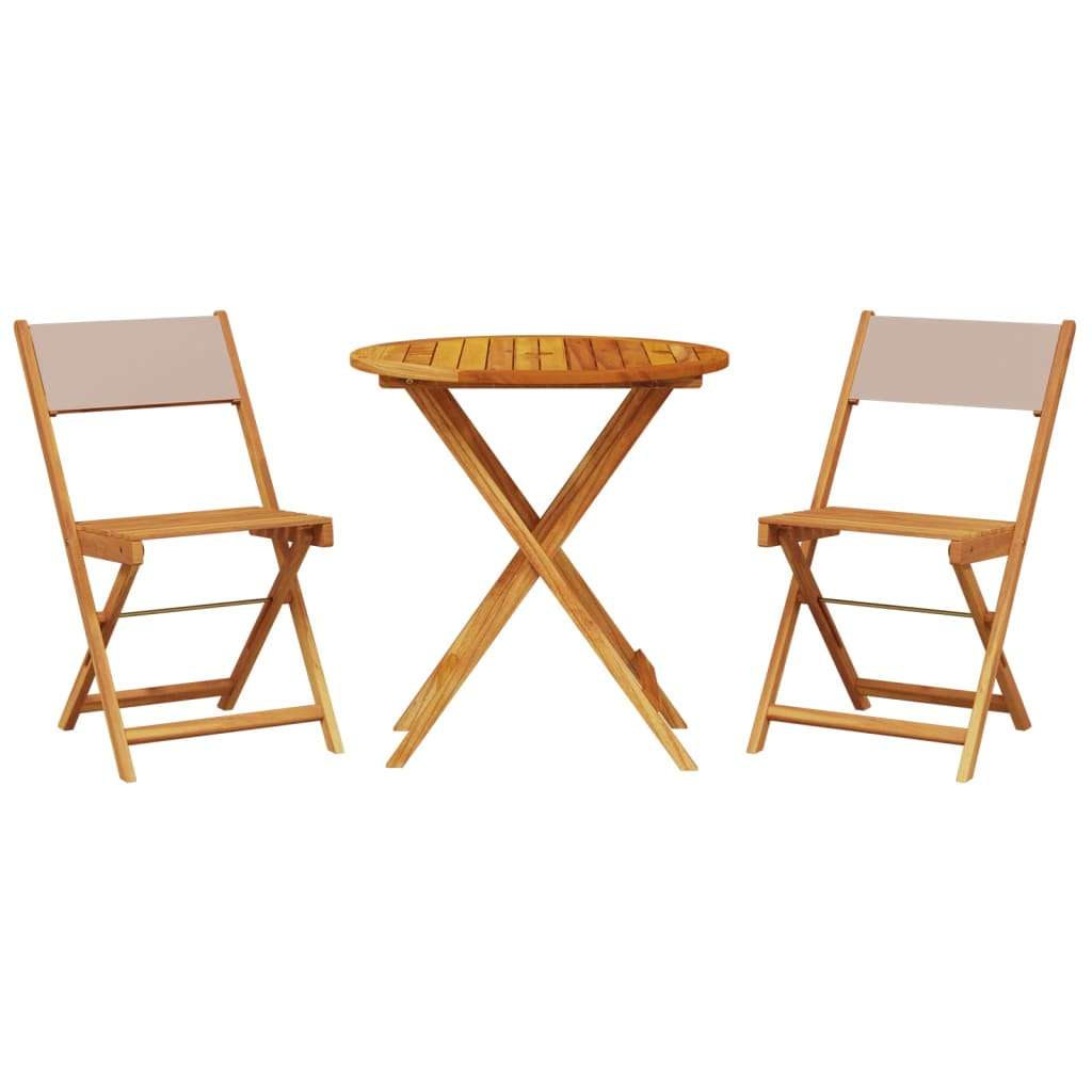VidaXL 3-dijelni bistro set od tkanine i masivnog drva smeđesivi Slike