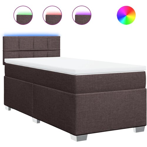vidaXL Box spring postelja z vzmetnico temno rjava 90x200 cm blago, (21291288) Cene