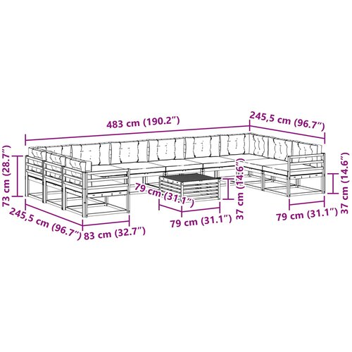  Set vanjskih sofa s jastukom 11 pcs Bijela i antracit Slike