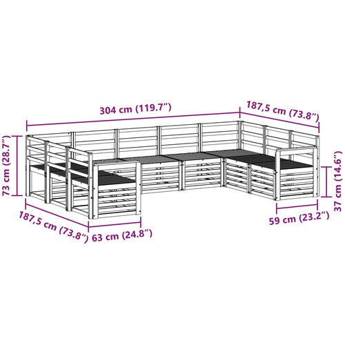  Setovi sofa Čvrsto drvo akacije Smeđa 304 x 187.5 x 73 cm Slike