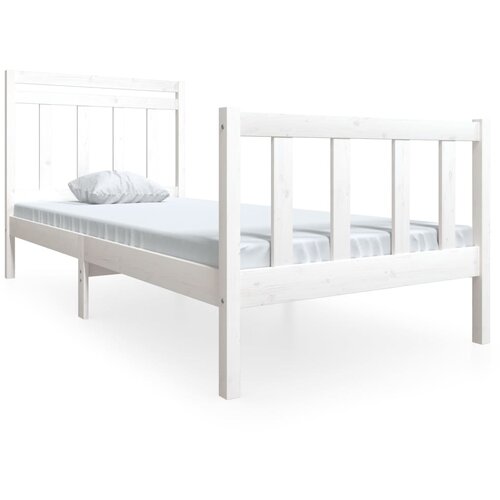 Maison Chic Posteljni okvir - Enojna postelja - Postelja za odrasle bel iz trdnega lesa 90x200 cm-J6364, (21762015) Slike