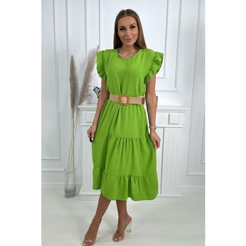 Kesi Dress with ruffles light green Slike