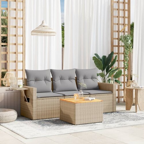 VidaXL 4-dijelni set vrtnih sofa s jastucima bež od poliratana Slike