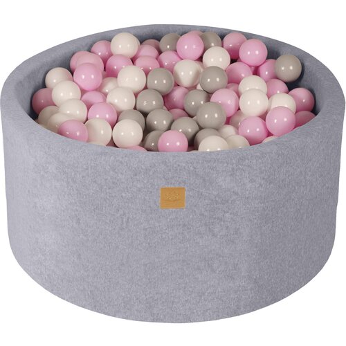 MeowBaby Bazen z žogicami, 90x40 cm s 300 žogicami, žamet, svetlo siva: bela/siva/pastelno roza, (21295070) Cene