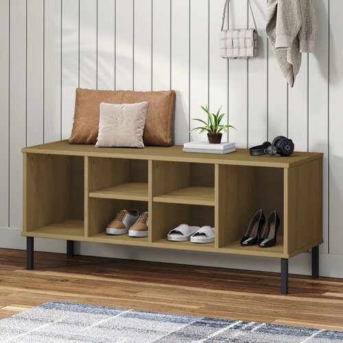 vidaXL Regal za čevlje z nogami rjav 106x35x45 cm trden les OSLO Cene