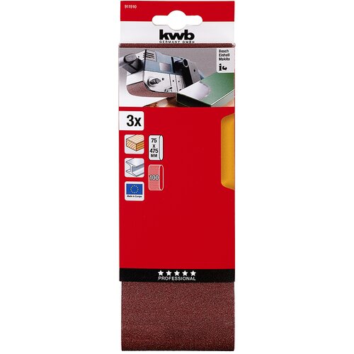 KWB Brusni papir za brusilicu 75x457 mm, GR 100, 3/1 Slike