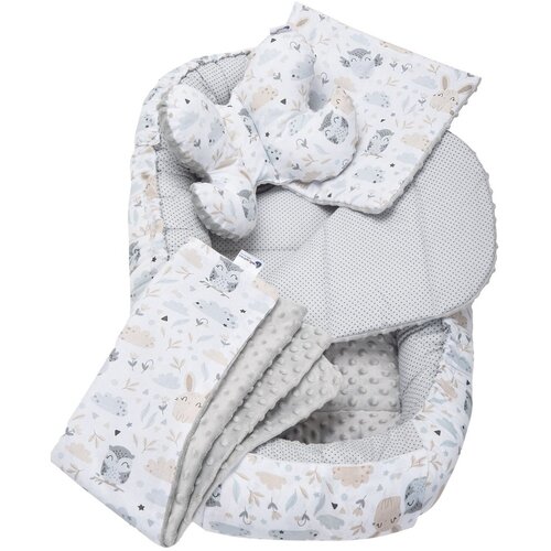 Medi Partners Cocoon in a 5-piece set (cocoon / insert / butterfly pillow / flat pillow / quilt 75x55) – Polana + gray Minky Cene