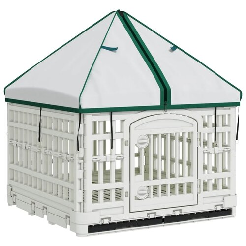  4-panelna pasja igralna ograja s streho 122 x 106,5 x 82 cm Slike