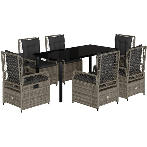  7-dijelni vrtni blagovaonski set sivi od poliratana Siva 160 x 80 x 74 cm Slike