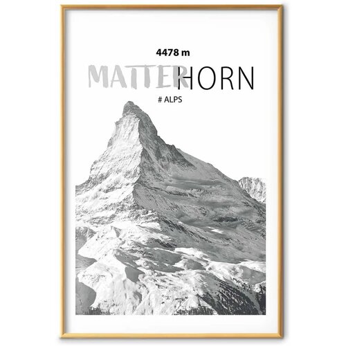  Plakat - The majestic Matterhorn mountain peak  crown of mountains  mountain landscape 29.7x42 Zlatni okvir s margom Cijene