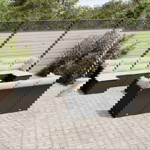  11-dijelni set vrtnih sofa od poliratana s jastucima crni Slike