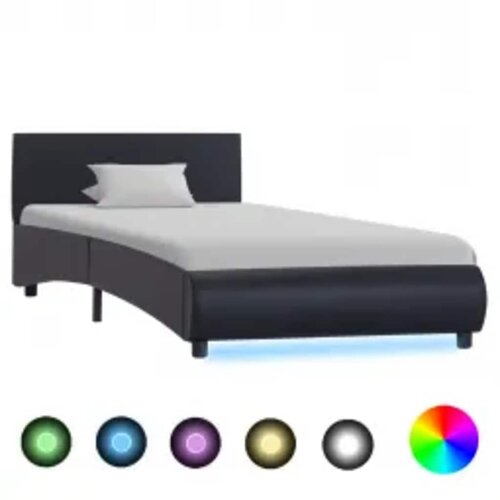  Okvir za krevet od umjetne kože s LED svjetlom crni 100x200 cm Cene