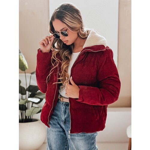 DStreet Kurtka damska zimowa sztruksowa TRENDYGLAM bordowa Slike