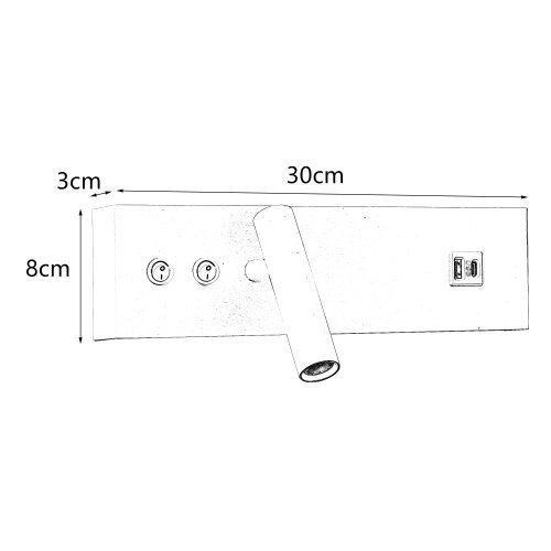  Brilagi-LED Zidno reflektorsko svetlo sa USB portom NOCTIS LED/3W/230V+LED/9W crna Slike