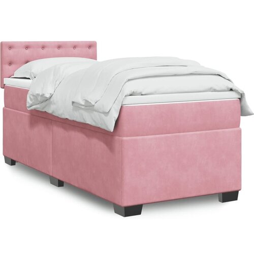 vidaXL Box spring postelja z vzmetnico roza 100x200 cm žamet Cene