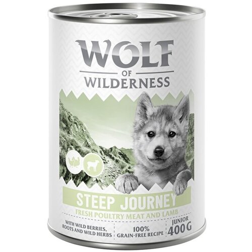 Wolf of Wilderness Junior - z veliko sveže perutnine 6 x 400 g - Steep Journey - perutnina z jagnjetino Cijene