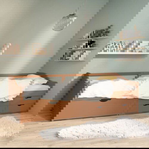 VidaXL Trosjed / dnevni ležaj s ladicama boja meda 90x200 cm borovina Slike