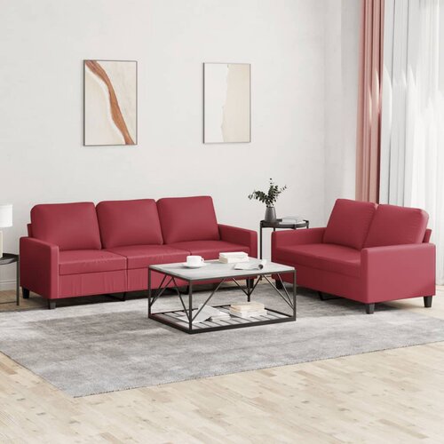  2-dijelni set sofa s jastucima boja vina od umjetne kože Cijene