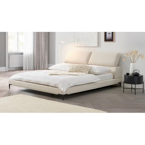 Livetastic oblazinjena postelja 181 cm x 201 cm , les, kovina, tekstil krem barve Cene