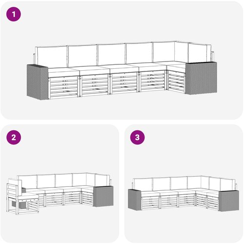  Set vanjskih sofa 6 kom. Prirodna i antracit Poliester Bijela 310 x 132,5 x 73 cm Slike