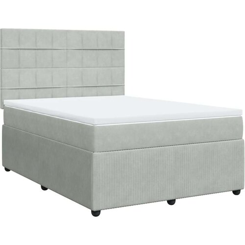 VidaXL Krevet s oprugama i madracem svjetlosivi 140x200 cm bar&amp;scaron;unasti Slike