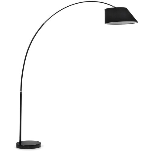 Kave Home Črna stoječa svetilka s tekstilnim senčilom (vi&amp;scaron;ina 220 cm) May &amp;ndash; Slike