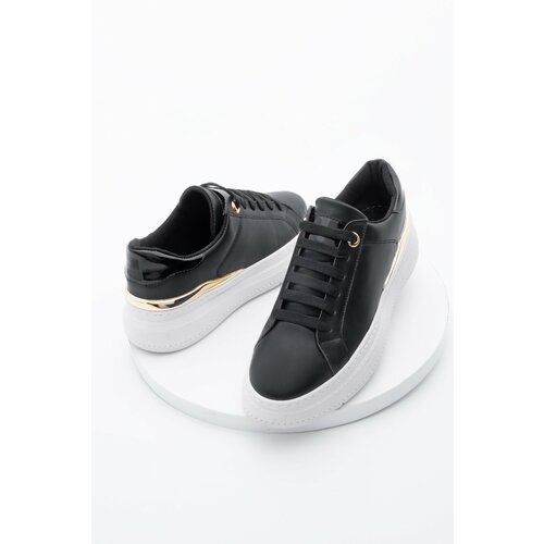 Marjin Women's Sneaker Thick Sole Sports Shoes Sirya Black Slike