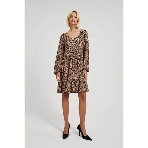 Moodo Women's dress with animal pattern - brown