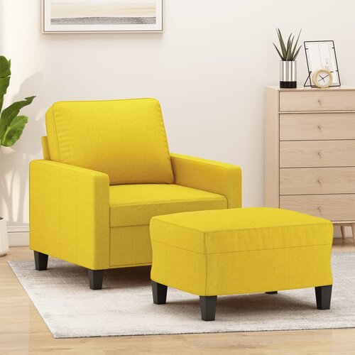  The Living Store Fotelj s stolčkom za noge svetlo rumen 60 cm blago - Kavč S Stolčkom Za Noge, (21449173) Cene