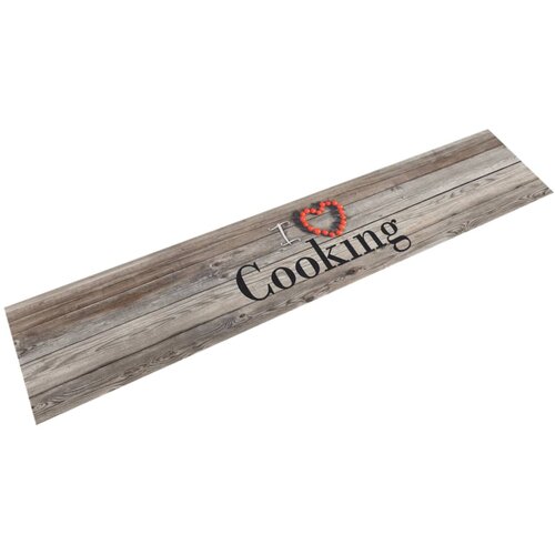 vidaXL Kuhinjska preproga pralna napis Cooking siva 60x300 cm žamet Cene